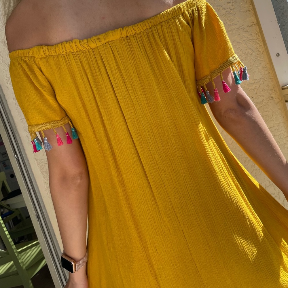Yellow Off-the-Shoulder Summer Dress
